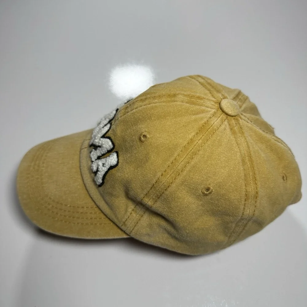 Mustard Yellow Washed Cotton Mama Chenille Letter Patch Baseball Cap Dad Hat